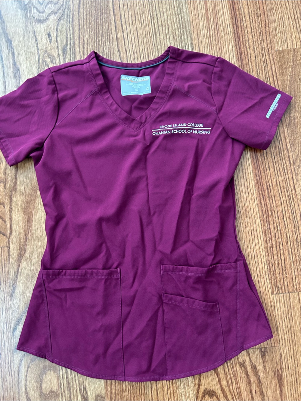 Skechers Women's Magenta V-Neck Scrub Top- Rhode Island College
